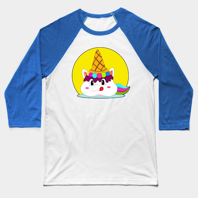 Unicorn with Ice cream cone Baseball T-Shirt by Markus Schnabel